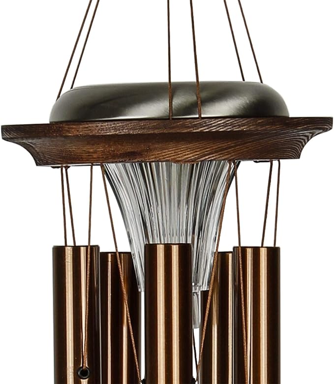 Woodstock Chimes Signature Collection, Moonlight Solar Chime, 29'' Bronze Decor Designs - Solar Chimes Wind Chimes for Outdoor, Patio, Home or Garden Décor (MOONBR)