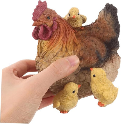 Garden Statues Resin Hen Figurine Chick Family Statue Lifelike Chicken Statue for Garden Farm Colorful Animal Figurines Outdoor Decor Yard Ornaments Decor