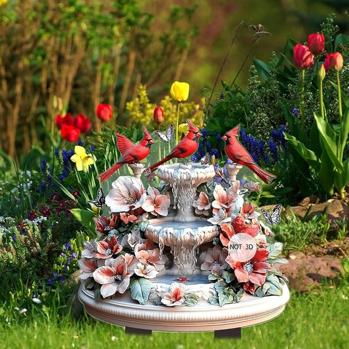Hummingbird Flowing Water Garden Stake Decor, Butterfly Acrylic 2D Garden Decoration,Sculptures Ornament Garden Accessories for Outdoor Indoor Yard Lawn Pot Plants (Style C)