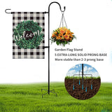 Garden Flag Holder Stand and Shepherds Hooks, 48 Inch Height with 1/2 Thick Metal Pole-Outdoor Lawn Yard Stake for Small 12x18, Solar Lights-Mini (1), Black (GFSH-X1)