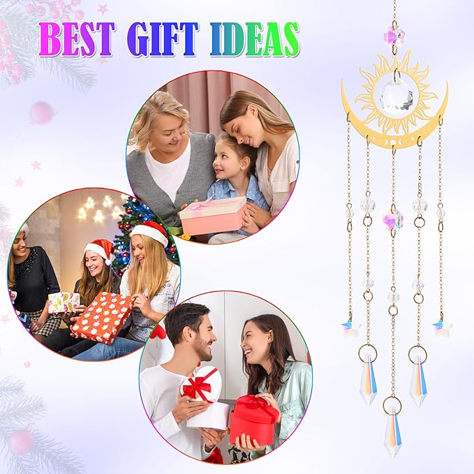 Crystal Suncatcher, Suncatchers for Windows Hanging Indoor Outdoor Prism Rainbow Maker Home Garden Decor for Thanks Giving Valentines's and Mother's Day