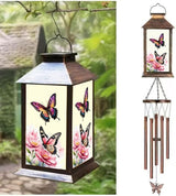 Butterfly Outddor Lantern House Wind Chime-Waterproof Hanging Solar Lanterns for Outdoor Patio, Porch, and Garden Decorfor Nature Lovers,Shaped Wind Chimewith Lantern Design