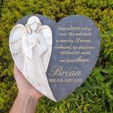 Personalized Garden Memorial Stones for Loved Ones Outside, Angel Memorial Stones Plaques Engraved with Name - Customized Grave Plaques Headstones for Cemetery(Heart)