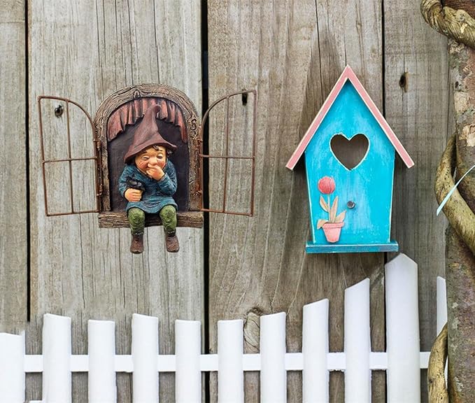 vomiceak Whimsical Fairy Garden Gnome Statue, Tree Faces Decor Outdoor -5.9 Inch, Funny Garden Tree Decoration,Ideal Patio Yard Lawn Porch Decoration