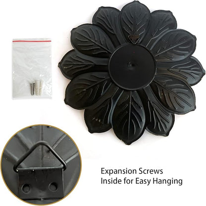 LIFFY 9.2“ Black and Gold Metal Flower Wall Art, Modern Rustic Floral Decor for Indoor Living Room Bedroom Office Outdoor Garden Patio Yard