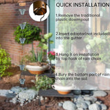 Tfro & Cile Rain Chain Gutter Downspout Catcher Outside Water Diverter Decorative Garden Rain Cups Chime Home Decor - 8 1/2 Feet Long