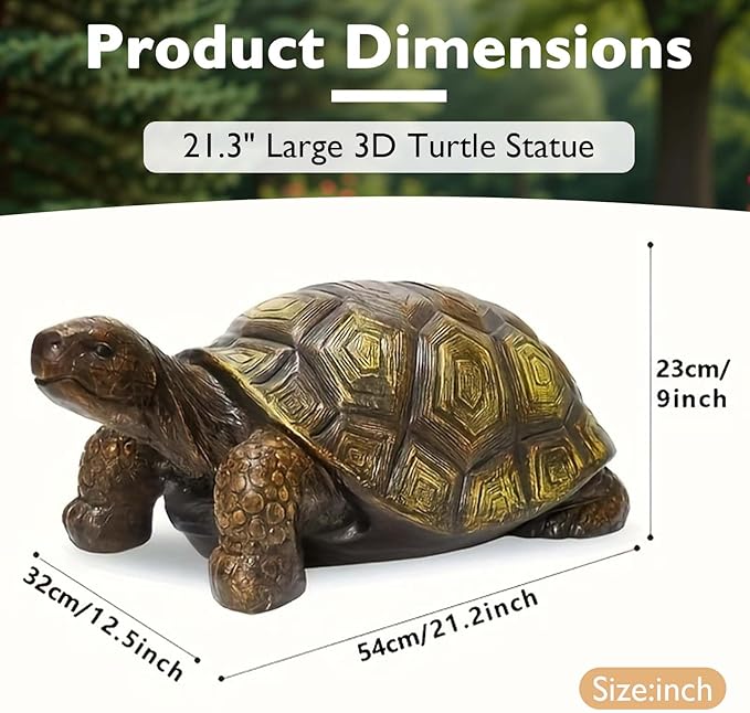21.2" Large Realistic Turtle Statue for Garden, Outdoor Sculpture, Animal Decor for Yard Porch Entryway Patio Living Room (Large, Turtle)