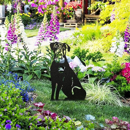 Dog Metal Art Garden Statues French Bulldog/Doberman Pinscher Backyard Lawn Stakes, Festival Decorations & Yard Decor Iron Art (Dog-03)