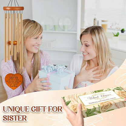 Sisters Gifts from Sister, Sister Birthday Gifts, Sister Gift Wind Chimes Garden Decor, Bestie Gift from Women, Friendship Gifts for Women, Sisters Presents for Thanksgiving Wedding Graduation