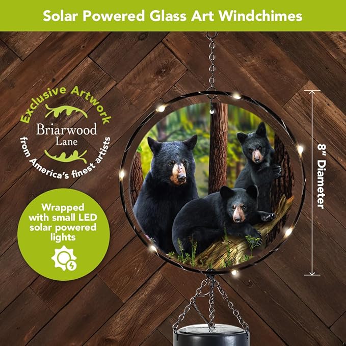 Briarwood Lane Black Bear Family Illuminated Wind Chime