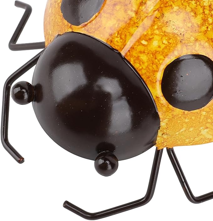 Metal Garden Wall Art Decor Cute Wall Sculptures Statues Outdoor Decoration Yard Lawn Porch Fence Ornaments, Handcrafted Iron Decorative Ladybird Sculpture Art