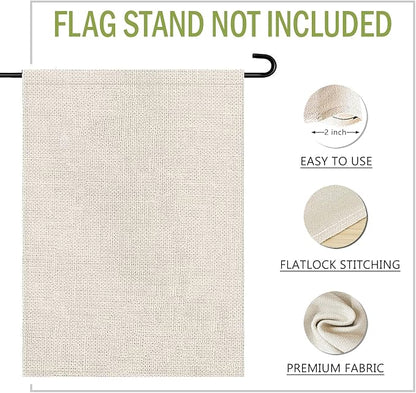 Welcome Spring Summer Mushroom Decorative Garden Flag, Fairy Tale Forest Fern Plant Butterfly Small Yard Outside Decorations, Farmhouse Botanical Burlap Outdoor Home Decor Double Sided 12 x 18