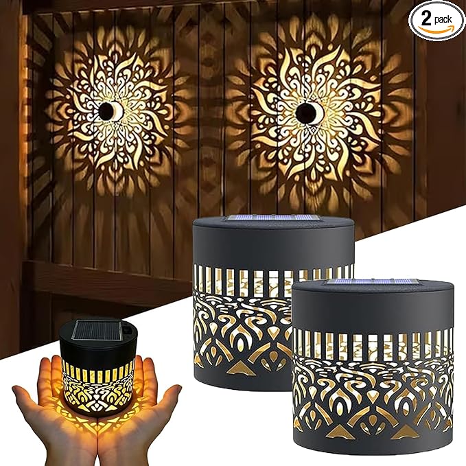 Decorative Solar Mandala Lights,2026 New Solar Mandala Lights Outdoor,Mandala Theme Waterproof Fence Light for Garden Post Patio Backyard Yard Decor(2Pack)