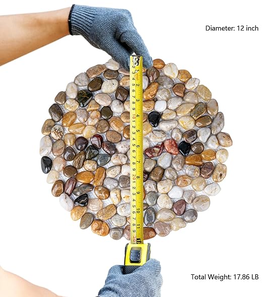 River Rocks Stepping Stones Outdoor for Garden Walkway, Pebbles Polished Gravel Pavers for Yard Lawn Patio Pathway Landscaping, 6PACK (Roundness)