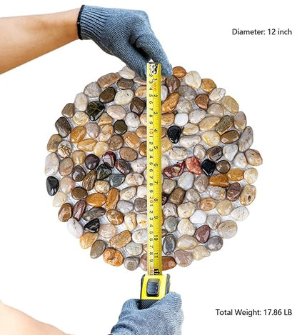 6 PCS River Rock Stepping Stones Outdoor, 12 Inch Diameter Round Pavers Pebbles Polished Gravel for Garden Walkway
