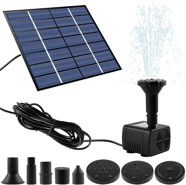 Solar Powered Water Fountain Pump with Panel, DIY Solar Fountain Pump Kit with 8 Nozzles 39 in Spray Height Solar Powered Fountain Water Pump for Bird Bath, Ponds, Garden, Fish Tank (B)