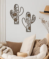 Putuo Decor Metal Cactus Outdoor Decor, Rustic Sunflower Metal Wall Art, Floral Nature-Inspired Metal Wall Art for Living Room, Bedroom, Bathroom, Boho Style, Lawn Decoration, 12.2 x 4.6 inches