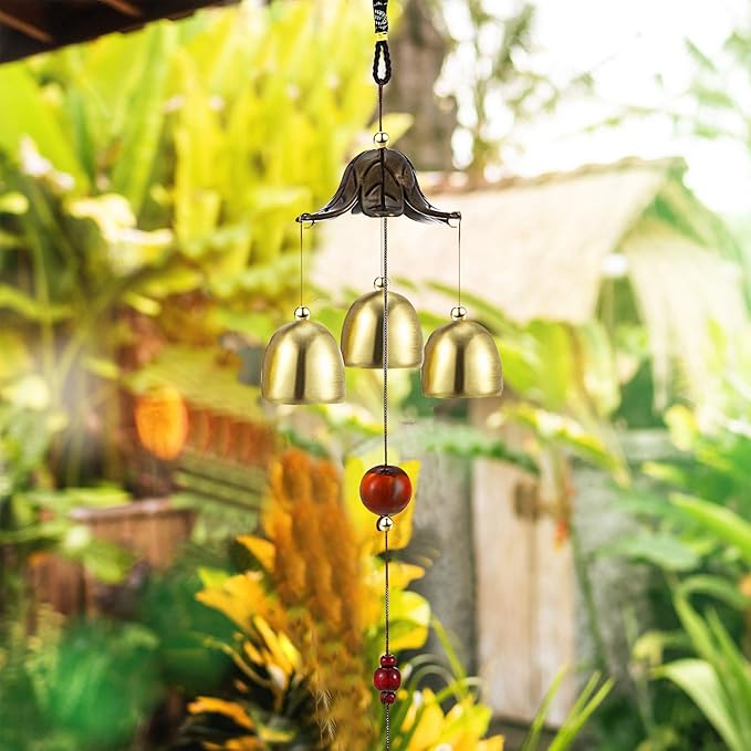 Jetec 3 Pcs Feng Shui Wind Chimes Chinese Bells Hanging Metal Bell Vintage Dragon Fish Feng Shui Chime and 3, 6 Bells Wind Chime for Good Luck Indoor Outdoor Temple Home Garden Decoration