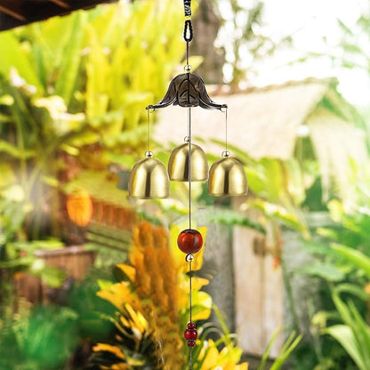 Jetec 3 Pcs Feng Shui Wind Chimes Chinese Bells Hanging Metal Bell Vintage Dragon Fish Feng Shui Chime and 3, 6 Bells Wind Chime for Good Luck Indoor Outdoor Temple Home Garden Decoration