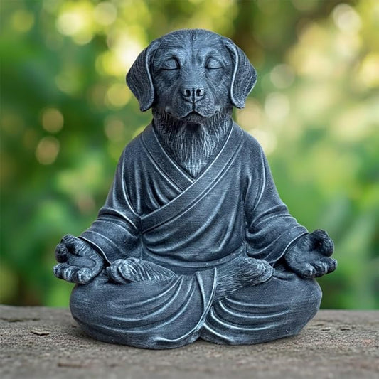OLOMA Yoga Dog Sculpture Solid Concrete Stone Statue with Protective Resin Coating Weather Resistant Heavy Outdoor Indoor Garden Patio Decorative Accent for Tranquil Spaces
