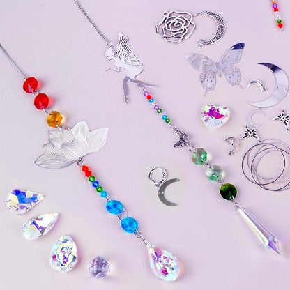 JYNTERPLAY 434Pcs Sun Catchers DIY Making Kit for Adults Arts and Crafts Crystal Suncatcher Hanging Prism Rainbow Maker for Indoor Window Garden Christmas Decor Fairy Lotus