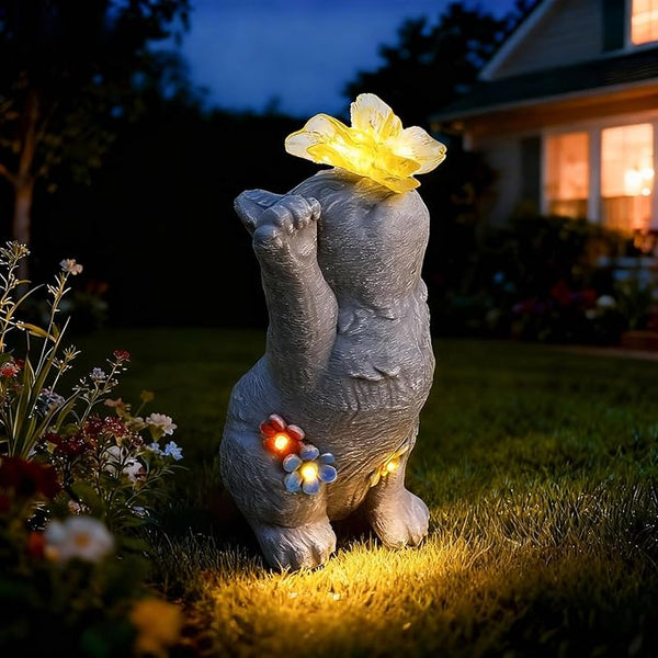 Charming Kitten Garden Statue with Solar Butterfly Light - Cute Cat Figurine with Colorful Flower - Outdoor Decor for Patio Lawn & Flower Bed - Christmas Housewarming Birthday Gifts for Grandma Mom