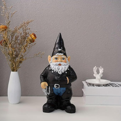 Motorcycle Garden Gnome Statue for Outdoor Decor, Durable Weather-Resistant Biker Gnome Sculpture for Patio, Lawn & Garden Decor, Unique Gift for Motorcycle Enthusiasts