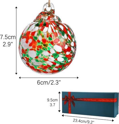Set of 3 Hand Blown Glass Ball Ornament 2.3in Hanging Glass Gazing Balls Decor for Garden Patio