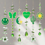 Crystal Sun Catcher Green Rainbow Maker Hanging Suncatchers Window Decor Christmas Ornaments for Tree Gift for Mom Women Set of 6