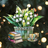 Jesuspirit - Window Hanging Suncatcher – Crystal Clear Acrylic & Wood Sun Catcher for Home Decor, for Women (Just A Girl Who Loves Lilies and Books, 8 Inches)