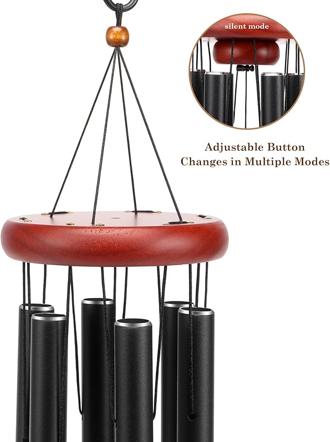 Large Aluminium Wind Chimes Soothing Melodic Classic Black Wind Chime 37" to Create a Zen Atmosphere. Sympathy/Memorial Gift, Indoor Outdoor Garden Patio Decoration
