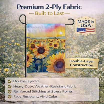 Caroline's Treasures Kansas Sunflowers in Watercolor Garden Flag Mailbox Flag Decorative Yard Flag Banner Outside Patio Artwork Yard Flower Beds, Garden Size, Multicolor