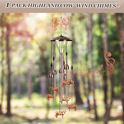 Briwooody Cow Wind Chimes for Outside Cow Gifts for Women Mom Metal Wind Chimes Memorial Birthday Decor for Outdoors Patio Garden Porch Yard Home Decoration