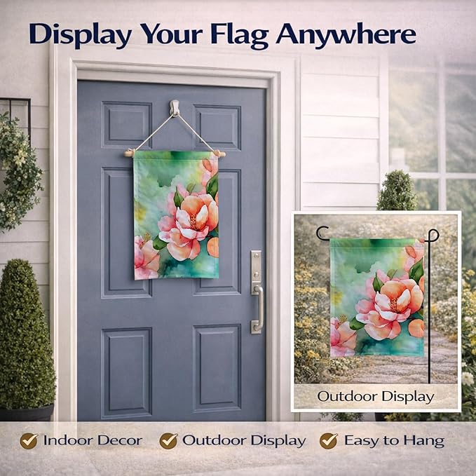 Caroline's Treasures Delaware Peach Blossom in Watercolor Garden Flag Mailbox Flag Decorative Yard Flag Banner Outside Patio Artwork Yard Flower Beds, Garden Size, Multicolor