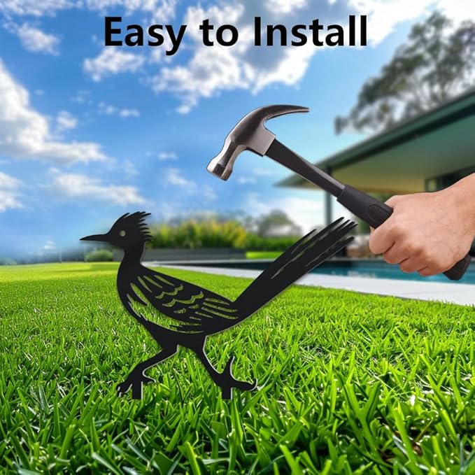 WADORN 2Pcs Metal Bird Garden Stake Statue, Running Birds Silhouette Decorative Farmhouse Stakes Metal Lawn Ornaments Cute Animal Lawn Art for Bird Lover Garden Backyard Outdoor Decorations