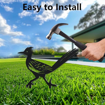 WADORN 2Pcs Metal Bird Garden Stake Statue, Running Birds Silhouette Decorative Farmhouse Stakes Metal Lawn Ornaments Cute Animal Lawn Art for Bird Lover Garden Backyard Outdoor Decorations