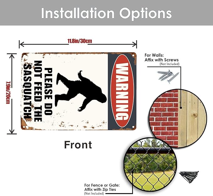 Vintage Bigfoot Tin Sign Funny Sasquatch Metal Sign Gifts For Outdoor Warning Wall Decor 8"x12"
