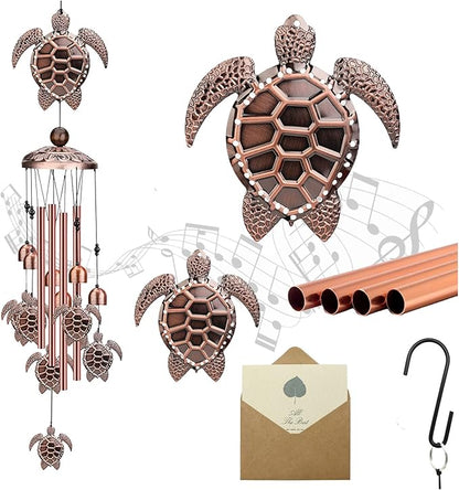 Choha Sea Turtle Wind Chimes for Outside, Metal Windchimes Outdoors Clearance, Memorial Wind chime with S Hook for Patio Garden Decor，Unique Gift for Mom Grandma