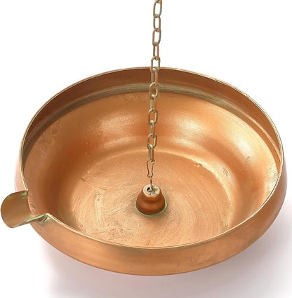 Rain Chain Anchoring Basin, Hand Hammered Bowl for Rain Chain Downspout Gutters, Rain Chain Anchor with S-Hook, Heavy Duty Metal Rain Chain Basin of Chain Display for Outdoor, 12.9" Diameter, 4" High