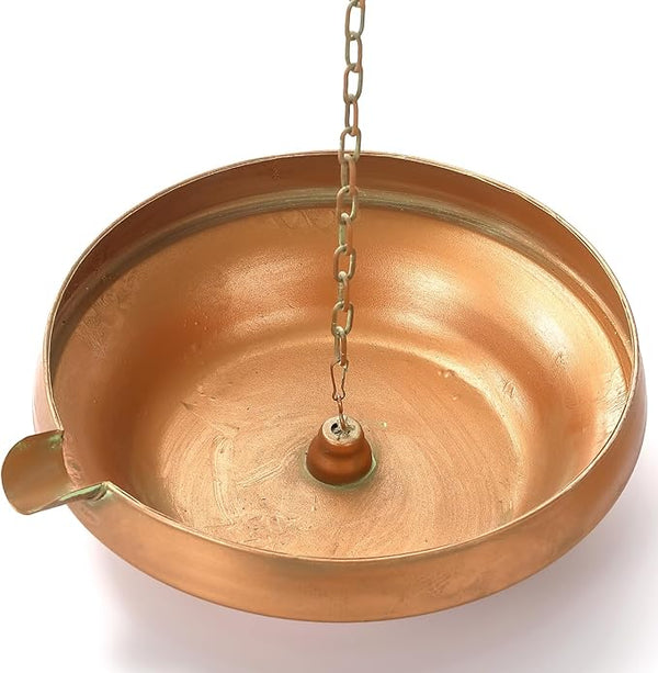 Rain Chain Anchoring Basin, Hand Hammered Bowl for Rain Chain Downspout Gutters, Rain Chain Anchor with S-Hook, Heavy Duty Metal Rain Chain Basin of Chain Display for Outdoor, 12.9" Diameter, 4" High