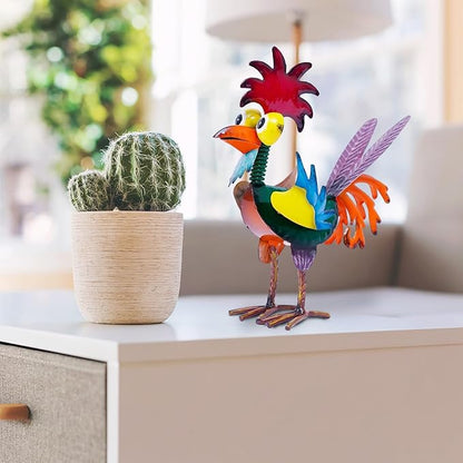 Garden Rooster Statues, Outdoor Animal Sculpture,Small Garden Rooster Decoration, Metal Rooster Statues, Lawn Ornaments,Chicken Ornament for Backyard Patio Lawn Decoration, 19 x 8 x 22cm