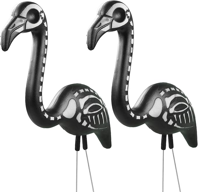 Skeleteen Zombie Skeleton Flamingo Yard Ornaments with Stakes, Pack of 2