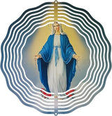 Virgin Mary Wind Spinner, Metal Wind Spinners Outdoor Indoor, Religious Virgin Mary Hanging Garden Decor for Outside, Stainless Wind Spinners for Yard and Garden 10 inch 3D (25.76X25 CM)