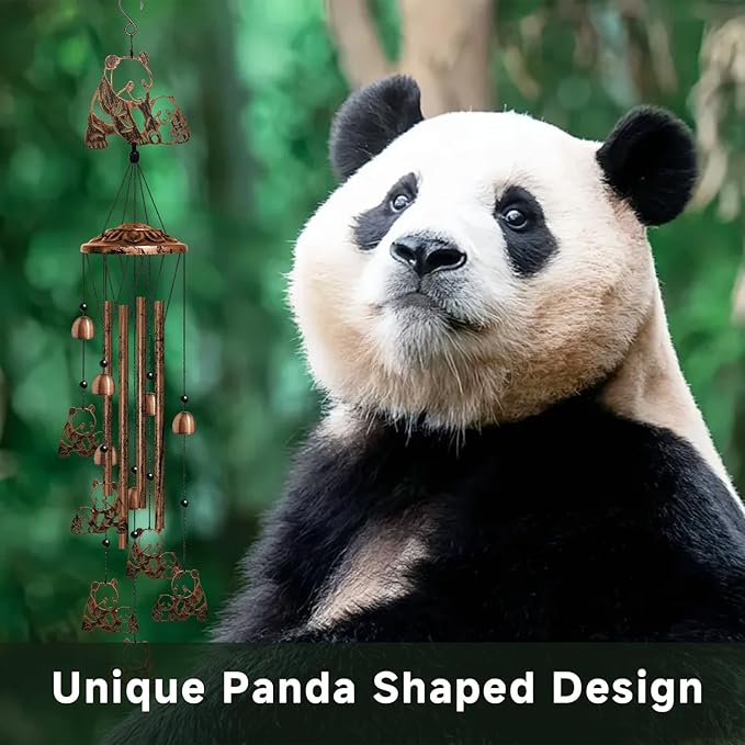 Panda Wind Chimes for Outside, Cute Panda Gifts for Women/Men/Mother/Father, Metal Windchimes for Birthday/Christmas/Thanksgiving, Panda Decor for Patio, Garden,Yard, Home