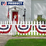 5Pack American Pleated Fan Flag 1.5x3 Ft USA Patriotic Bunting 4th of July Bunting Flags Decor Outside Porch Garden Banner Embroidered Stars & Sewn Stripes Canvas Header Brass Grommets