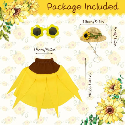 MASU&FHWE Sunflower Goose Outfit Spring Costume Set, Dress with Straw Hat and Sunglasses for 23" Cement Goose Statue, Outdoor Garden Yard Patio Lawn Decor