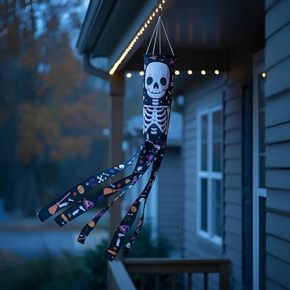 Madrona Brands Halloween Skeleton Windsock | Durable Outdoor Hanging Wind Sock Decoration | Yard, Porch, Lawn | 48 Inch