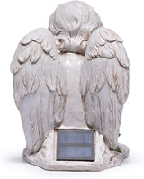 basen Solar Angel Garden Statue with LED Lighted Book, Resin Outdoor Guardian Angel Figurine, Waterproof Lawn Yard Patio Decor, Memorial Sympathy Sculpture for Porch Backyard Gift