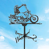 Black Weather Vane Animal Statue Wind Direction Indicator Garden Measuring Tool Crafts Ornament, Motorcycle