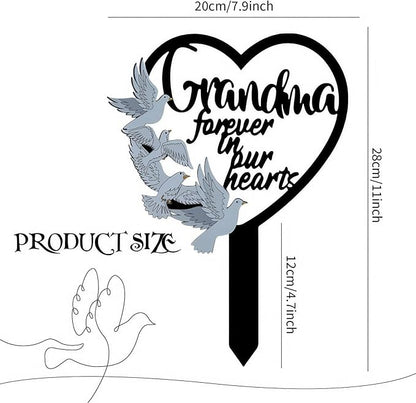 HPMAISON 11 inch Metal Grandma Memorial Stake Grave Decorations for Cemetery Gravesite Sympathy Markers Waterproof Memorial Gifts for Loss of Grandmother Tombstones Plaque Outdoors Lawn Yard Decor